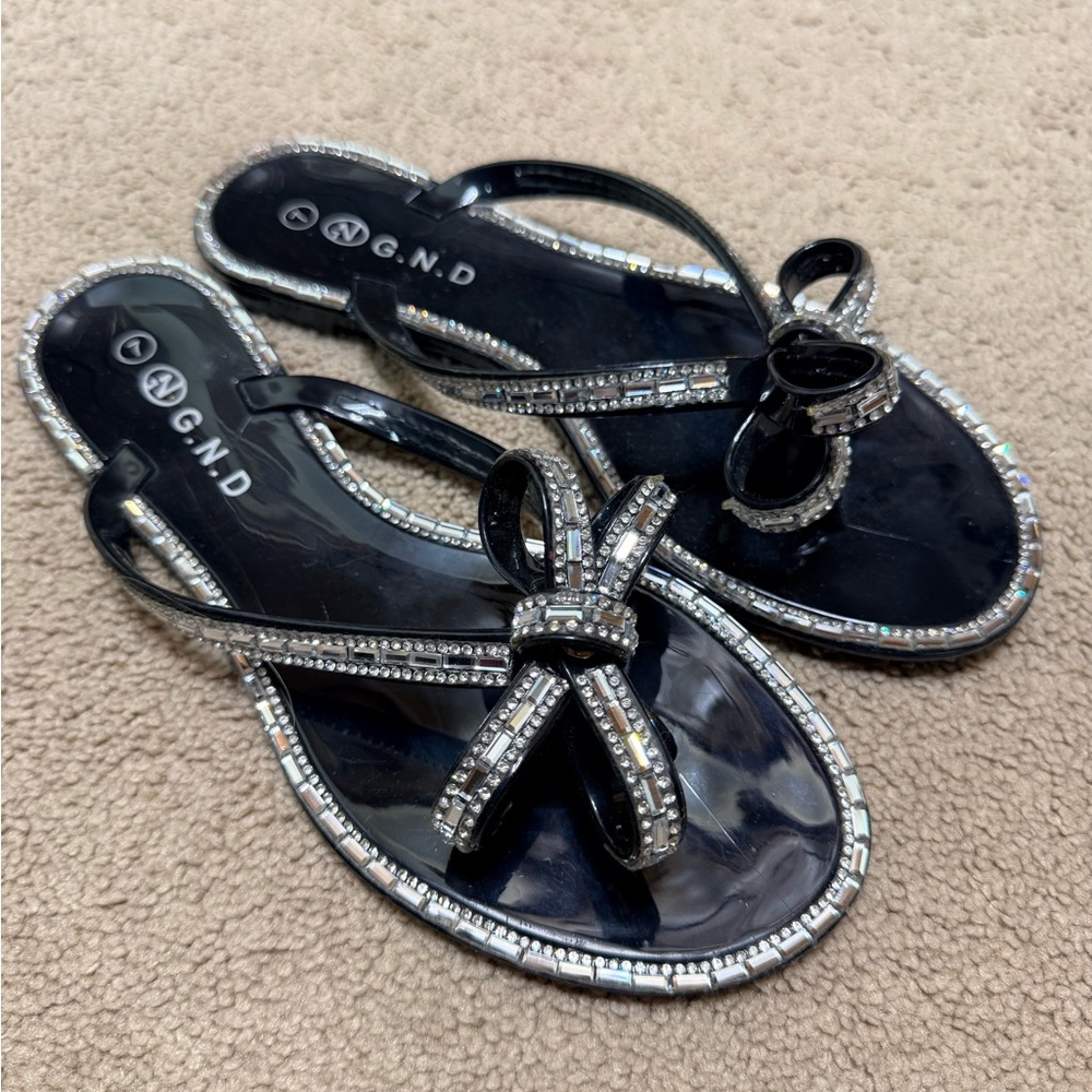 Black Rhinestone Women's Sandals